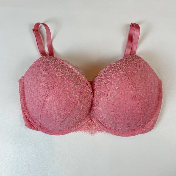 NWOT Victoria's Secret Bra 32DDD Dream Angels Push-Up Pink Lace B555 - Picture 1 of 7